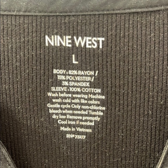 Nine West Black and Silver Puff Sleeve Embellished Blouse - Picture 3 of 3